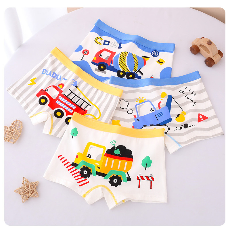 ชุดชั้นในเด็กชาย 4 ชิ้น จากผ้าฝ้ายแท้ กางเกงขาสั้น น่าสวมใส่สำหรับน้องชาย - รูปที่ 5