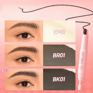 ✨ดินสอเขียนคิ้ว 2 หัว PINKFLASH 2 ชิ้น พร้อมแปรงปัด นุ่ม เนียน กันน้ำ กันเหงื่อ ติดทนนาน เขียนง่าย เป็นธรรมชาติ (SPRING)