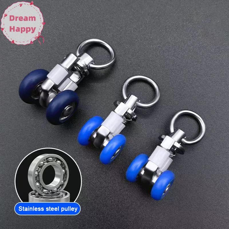 DreamHappy 4 ชิ้นม่านติดตามลูกกลิ้งล้อคู่ Carriers Mute ล้อ Drapery Rail เครื่องร่อนเลื่อนสําหรับม่านอาบน้ําอุปกรณ์เสริม TH