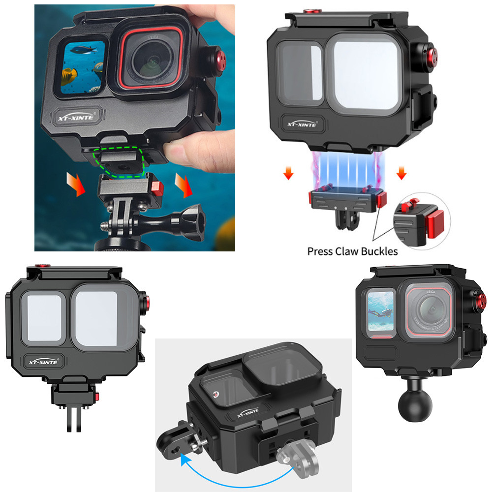 XT-XINTE กรงกล้องสําหรับ Insta360 Ace Pro 2 อลูมิเนียม 80m Deep Sea กันน้ํา