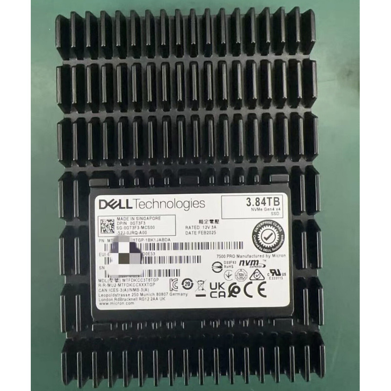 3.84 TB Solid State Drive ไมครอน U.2 7500 PRO Dell NVMe Gen4 x4 PCIE 4.0 Solid State Drive MTFDKCC3T