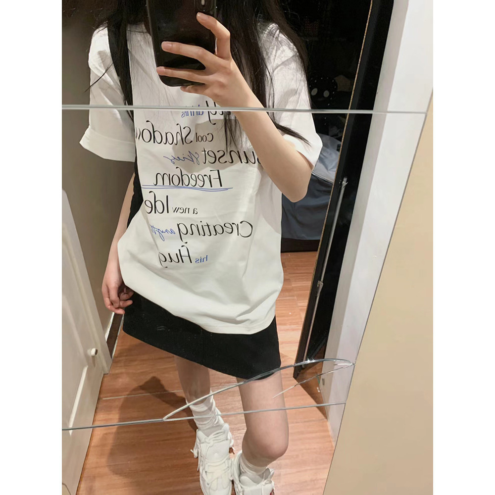 (จัดส่งตลอด 24 ชั่วโมง) FACAI ʕ•͡-•ʔ สไตล์เกาหลีน่ารัก โอเวอร์ไซส์เสื้อยืดผ้านิ่ม แขนสั้น เนื้อผ้าดีโปร่งสบาย