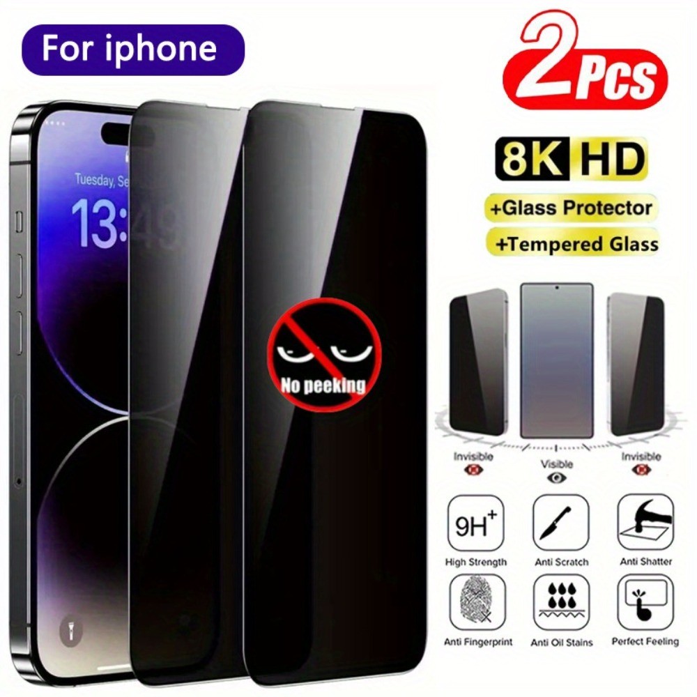2Pcs Full Coverageความเป็นส่วนตัวป้องกันหน้าจอสําหรับiPhone 11 12 13 14 15 16 17 Pro Max 17 Air 14 15 16 Plus 16e XR XSแก้ว