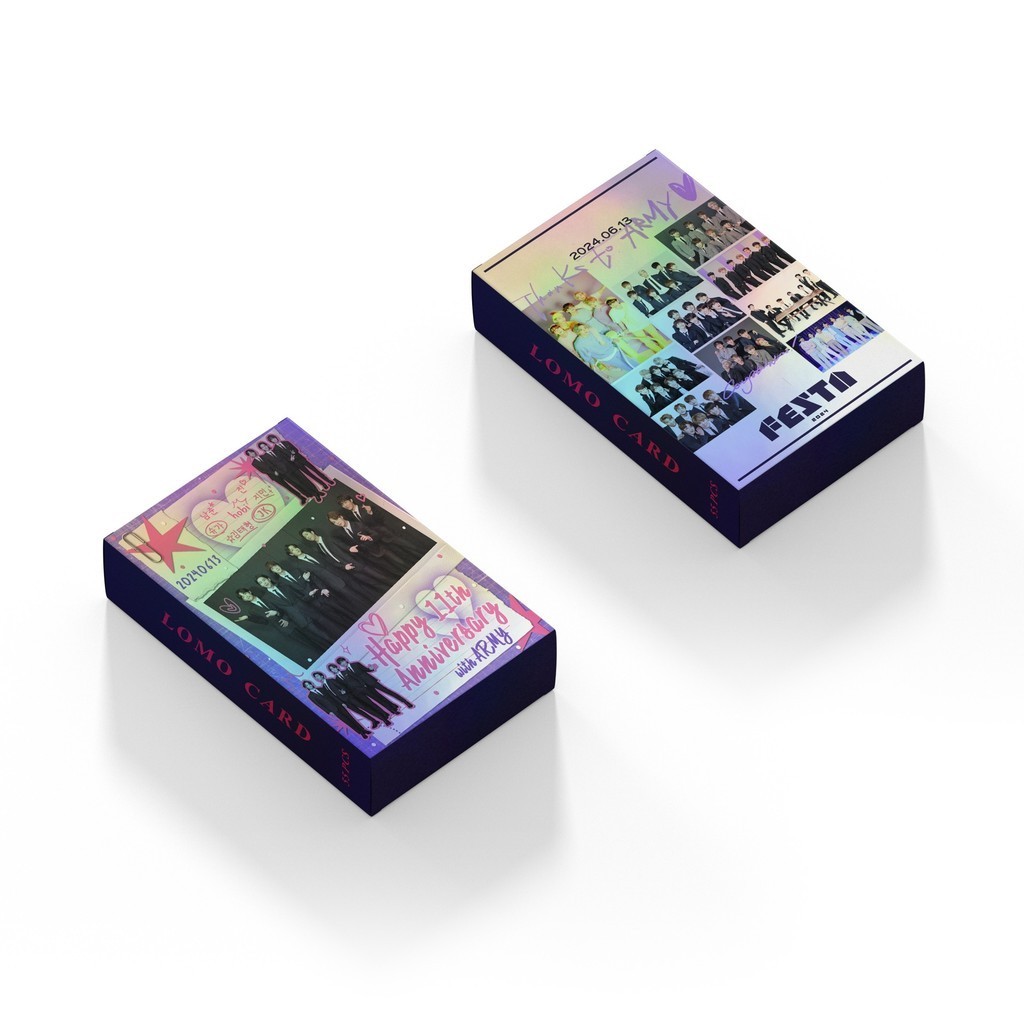50-119pcs BT-S เลเซอร์โฮโลแกรม Lomo การ์ด 11th Anniversary 2024 FESTA MONOCHROME POP UP V Jung Kook 