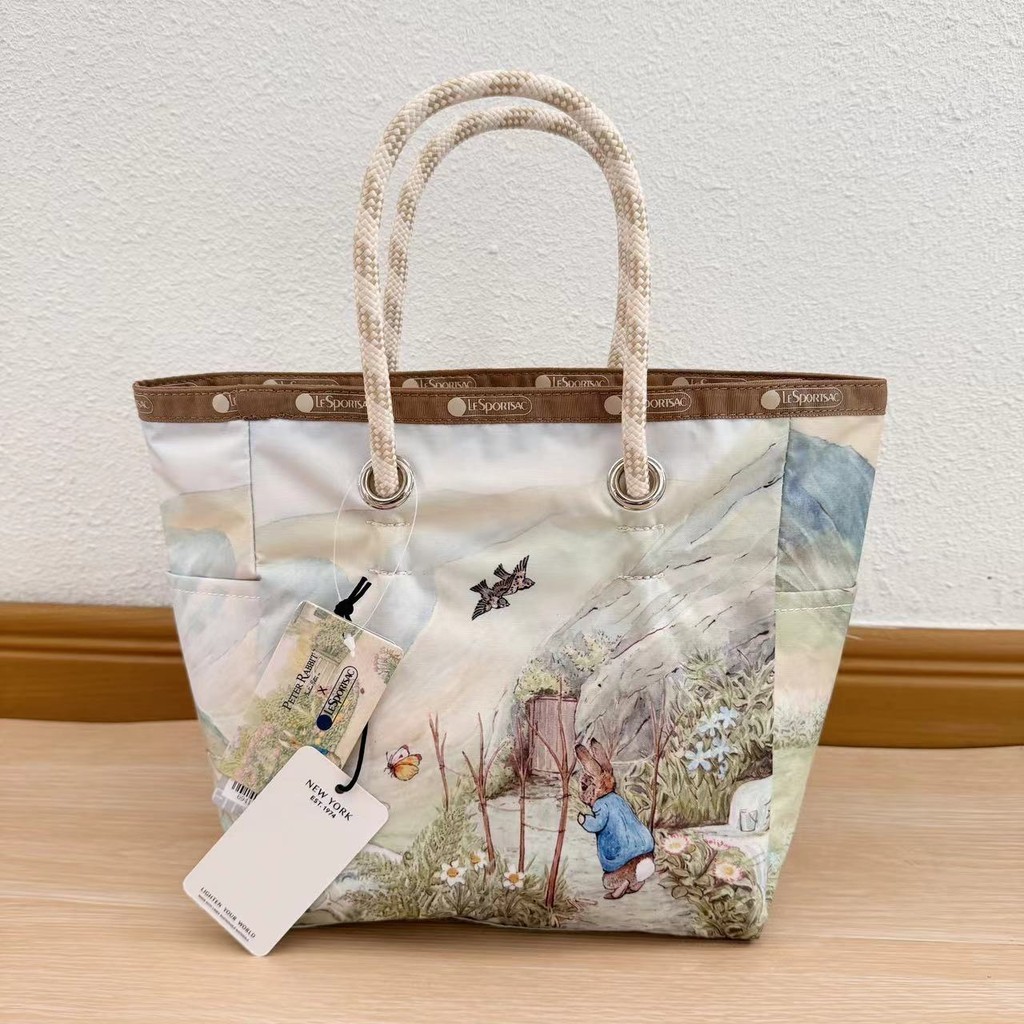 กระเป๋าถือหญิง Peter Rabbit พิมพ์กระเป๋าถือไนลอนกระเป๋าโท้ทขนาดเล็ก 1114