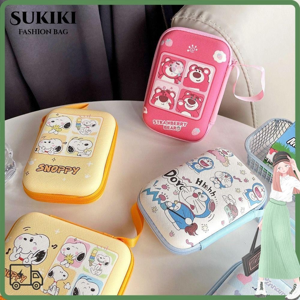 กล่องเก็บสายเคเบิลข้อมูล SUKIKI, ฝาครอบป้องกันเครื่องชาร์จ EVA Winnie Crayon Shin-chan แบบพกพา LinaBell Spongebob ความจุขนาดใหญ่ Udisk ไดรฟ์ Organizer ท่องเที่ยวกลางแจ้ง