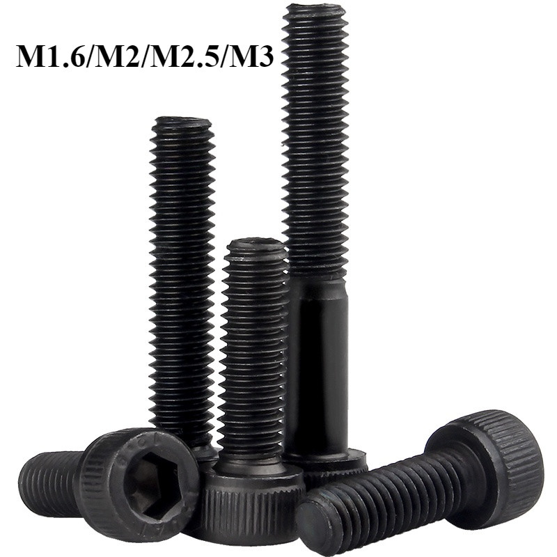 [FGH-y] น็อตดำ หัวจม M1.6/M2/M2.5/M3 เกรด 12.9 แข็งพิเศษ สกรูชุบแข็งดำ เกลียวมิล   Hex Socket Head Cap Machine Screw