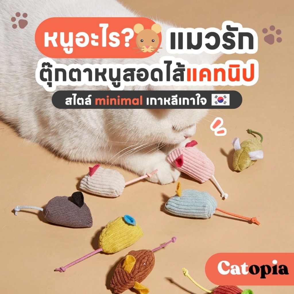 [พร้อมส่ง ] ตุ๊กตาหนูสอดไส้แคทนิป minimal เกาหลีเกาใจ ของเล่นแมว หญ้าแมว แคทนิป
