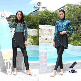 โมเด็ม มุสลิม ชุดว่ายน้ําพร้อมผ้าคลุมศีรษะ 3 ชิ้นชุดชุดว่ายน…