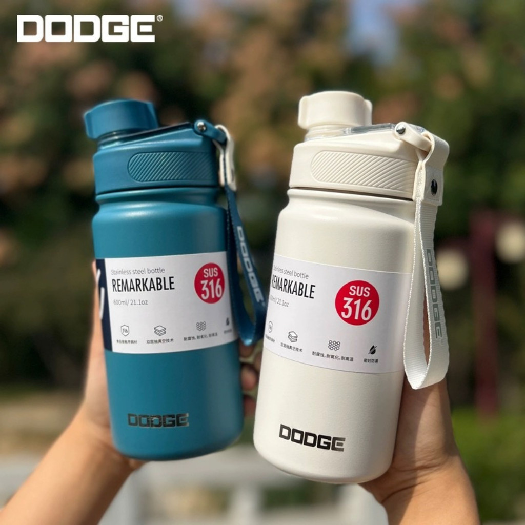 ขวดน้ำ DODGE เก็บอุณหภูมิ มีสายหูหิ้ว ได้ทั้งน้ำร้อนน้ำเย็น แสตนเลส 316 ขนาด 600ml , 750ml