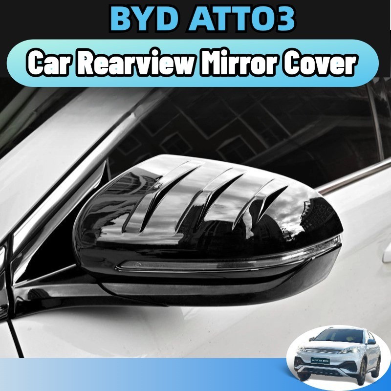 Byd atto3 2023-2025 ฝาครอบกระจกมองหลังคาร์บอนไฟเบอร์ 2 ชิ้น Abs สําหรับ ติดตั้งง่าย กันรอยขีดข่วน สีดํา accessories