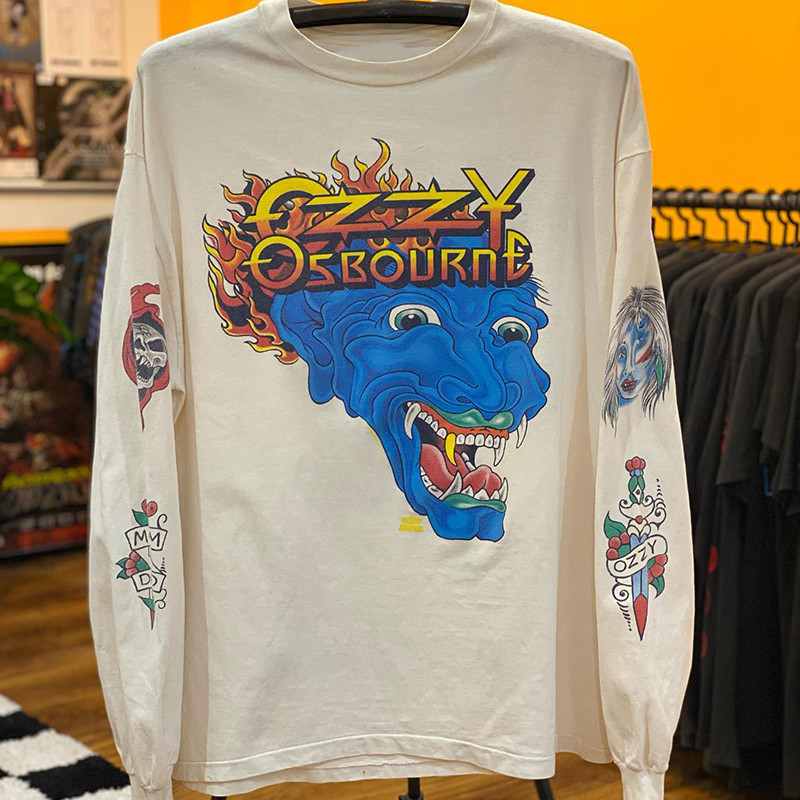 (คลังสินค้าพร้อม)Ozzy Vintage TATTOO Destruction เสื้อยืดแขนสั้นพิมพ์ลายผ้าฝ้ายแท้ High Street tee