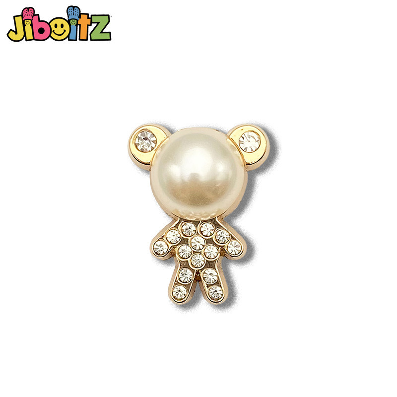 Jibbitz Crocs Charms โลหะ, หัวเข็มขัดรองเท้า DIY, ไข่มุก เพชร, อุปกรณ์เสริมรองเท้ารู