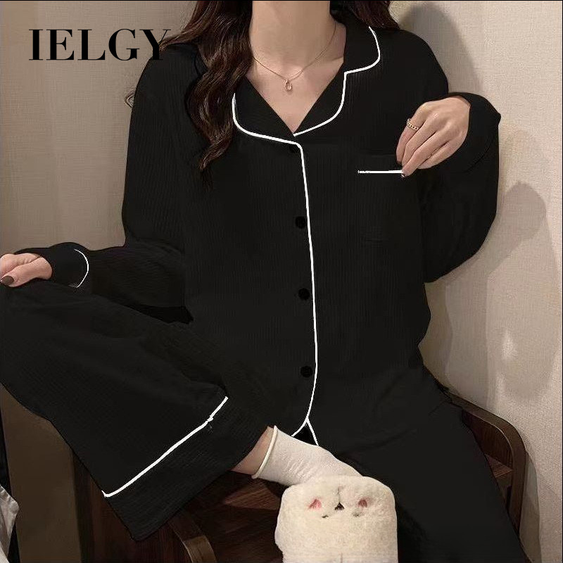 IELGY ชุดนอนผู้หญิง อิน น่าระทึกใจ หวานด้านนอกสวมใส่แขนยาวชุดบ้าน