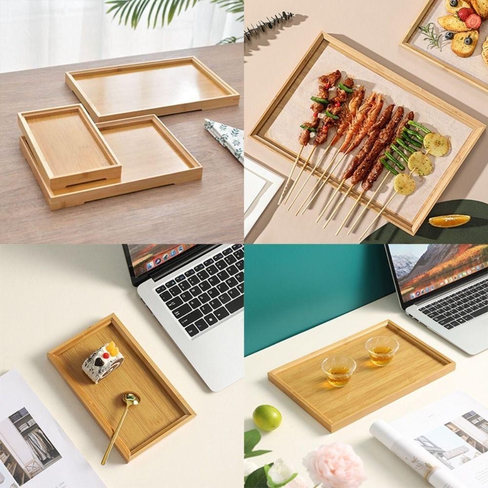 อันดา ถาดไม้ไผ่, จานอาหารค่ําในครัวเรือนไม้, อุปกรณ์ครัวสีทึบทนทานสี่เหลี่ยมผลไม้จานขนมสําหรับถือชาผลไม้บาร์บีคิวขนมปัง - รูปที่ 4