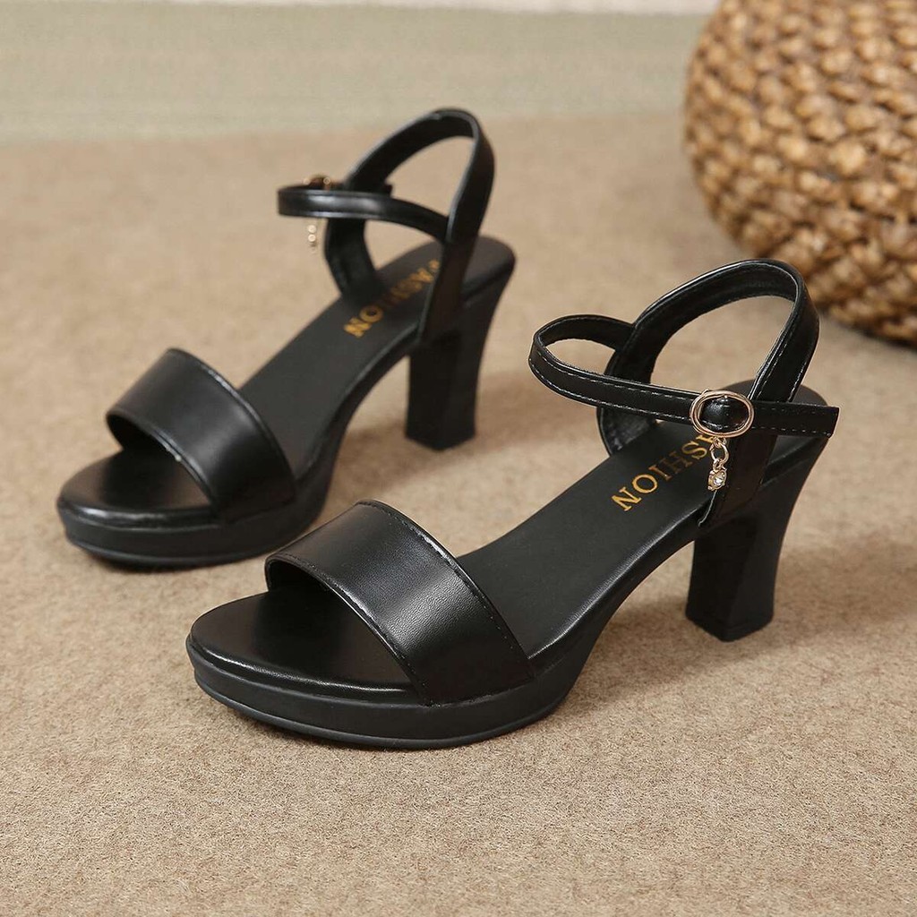 NEW แฟชั่นทันสมัย A78 รองเท้าผู้หญิง แบบเรียบง่าย รองเท้าส้นสูง ส้นหนา เปิดเท้า รองเท้ารัดส้นฤดูร้อน ไซส์ 36-41