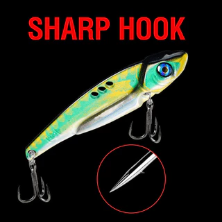 1pcs VIB Lure Spinner Balancer Sinking 5g/7g/10g/15g 3D Eyes Hard เหยื่อคู่ Treble Hooks