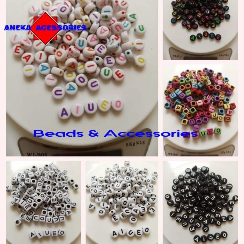 1 แพ็คเกจ VOCAL AIUEO LETTER BEADS LETTER BEADS CRAFT MATERIALS