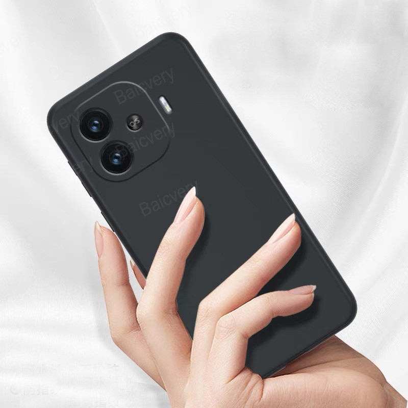 ปลอกสําหรับ VIVO IQOO Z9 5G V2361A Turbo Plus V2352A Z9X V2353A Matte สีดําป้องกัน TPU Cover