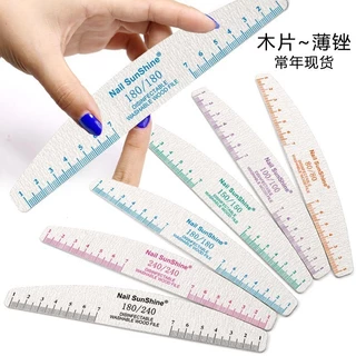 ทําเล็บมือผิวเล็บขัดขัดถูสีเทากระดาษทรายสีขาวครึ่งดวงจันทร์เล็บไฟล์ไม้บรรทัด