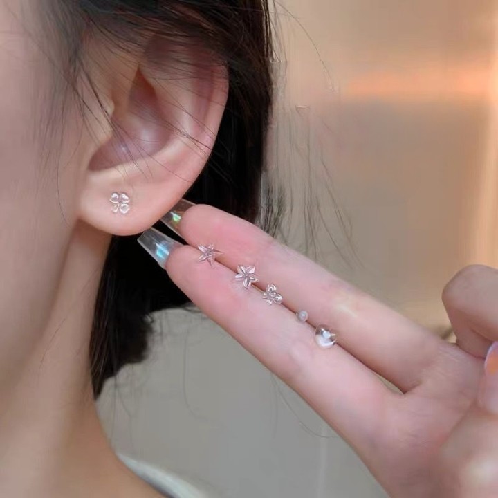 ต้มหูก้านพลาสติกแบบใส (แถมแป้น) ใส่กันรูหูตัน ต่างหูพลาสติก #M-0028