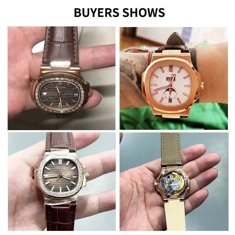 สําหรับ Patek Philippe Nautilus Series สายนาฬิกาหนังวัวแท้ 25 มม.Cowhide 5711 5712G 5980 สําหรับผู้ชายพรีเมี่ยมสายนาฬิกา