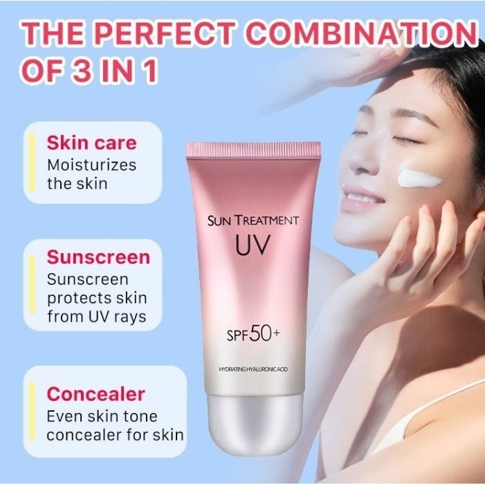 Spf50+ UV Summer Sunscreen Isolation Lotion ปกป้องผิวกันน้ําและไวท์เทนนิ่งบํารุงผิวหน้า Suncreen Cream Anti Sun Facial Protection
