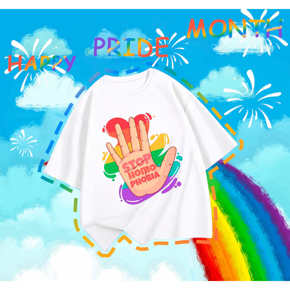 ✨Pride Month LGBT 2024 ใหม่ ใหม่ เสื้อยืด pride month 🌈“happy pride month” 🌈-Unisex Wide form Unisex