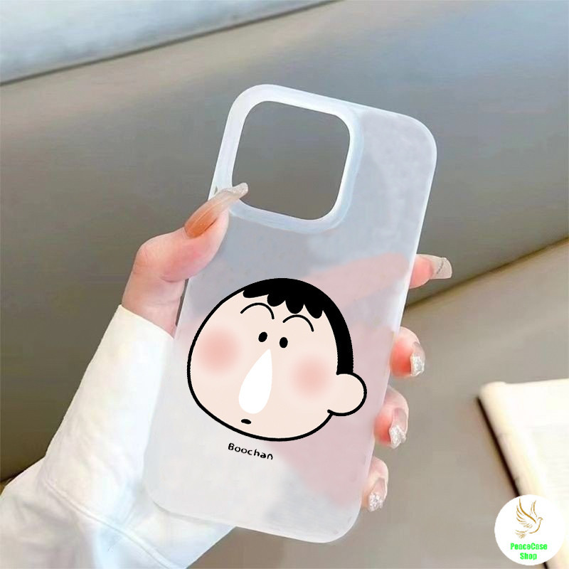 COD-ในไทย เคส เครยอน ชินจัง สติกเกอBoochan น่ารัก สำหรับ iPhone 7 8 X 11 12 13 14 15 TPU โปร่งใส น้ำค้างแข็ง Unisex