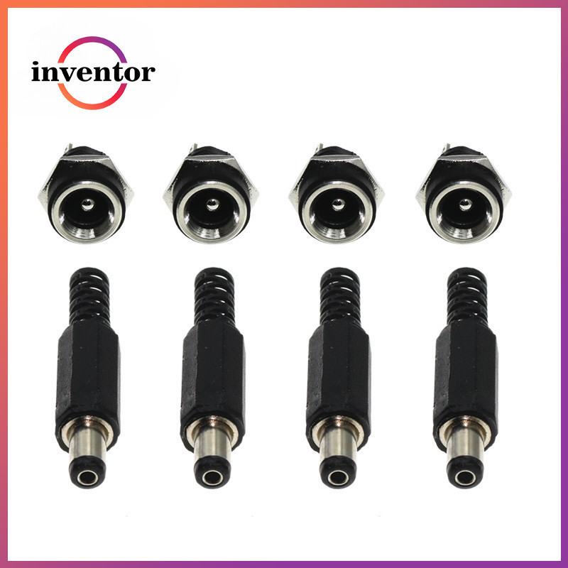 (5 คู่) 3A 12V 5.5x2.1 มม.พลาสติกปลั๊กชาย DC022B DC022 DC005 DC Power Socket หญิงแจ็คสกรู Nut แผง Mount Connector 5.5*2.5 มม.