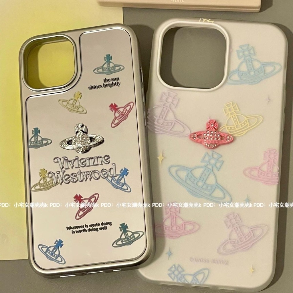 Ins Mirror High-End Colourful Planet เหมาะสําหรับ iPhone15promax เคสโทรศัพท์ Apple 12/13 รวมทุกอย่าง 14 ใหม่