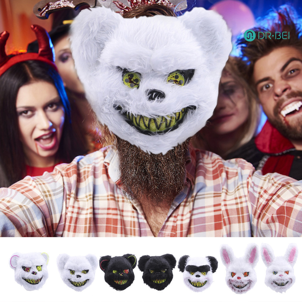 Dr.bei สยองขวัญ Face Cushion Light-Up น่ากลัว Furry Party Prop หมีกระต่าย Creepy ฮาโลวีนเครื่องแต่งกายสําหรับปาร์ตี้ฮาโลวีน Rave
