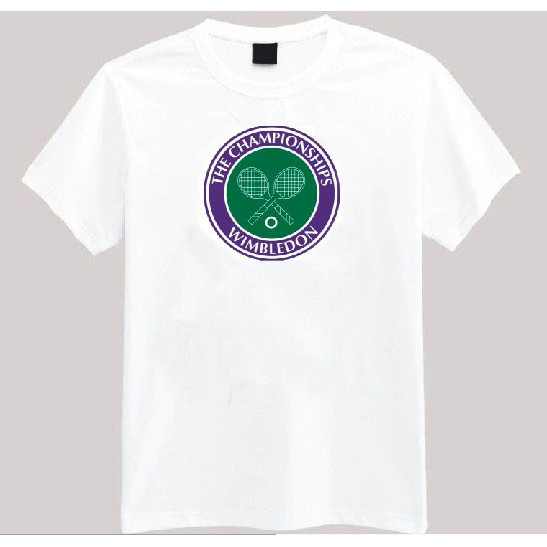 Tennis Wimbledon เปิดเสื้อยืดแขนสั้น Casual Jersey ผ้าฝ้าย 100% คอกลมกีฬา