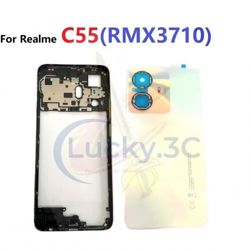 ฝาหลังสําหรับrealme C55 RMX3710 ชิ้นส่วนอะไหล่กรอบกลางLucky.3C