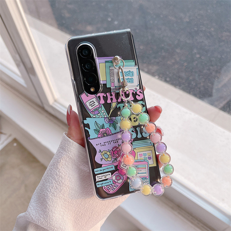 สําหรับ Samsung Galaxy Z Fold 3, Z Fold 4, Z Fold 5, Z Fold 6, เคสโทรศัพท์แบบพับได้รูปแบบฉลาก Nostalgic, PC คุณภาพสูงโปร่งใสฮาร์ดฝาครอบป้องกัน ราคา ถูกที่สุด ดีลบีเคเค แกลเลอรีภาพที่ 4