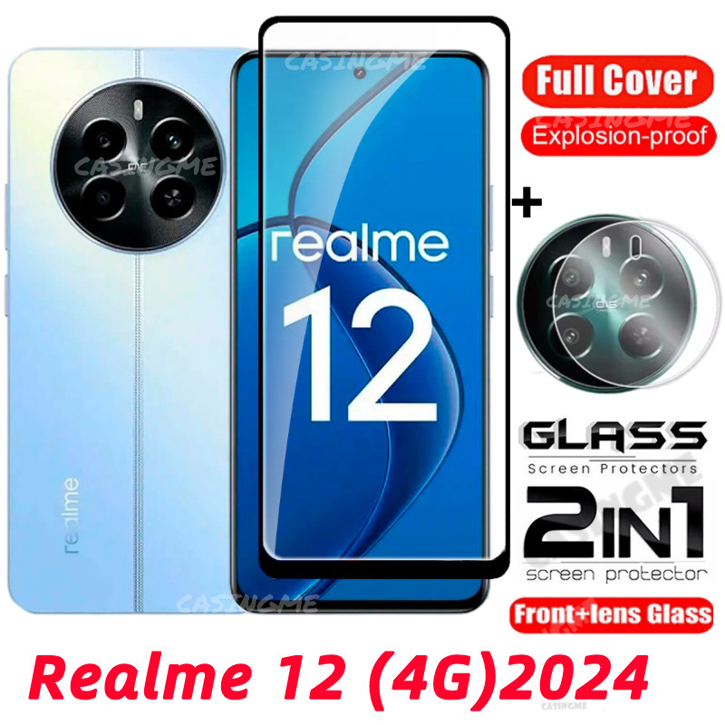 Realme 12 2024 2in1 ป้องกันหน้าจอฟิล์มโปร่งใสโทรศัพท์ป้องกันหน้าจอสําหรับRealme 13 12 12x 12 + Realme12 + x 4G 5G 2024 กระจกนิรภัยเลนส์กล้อง