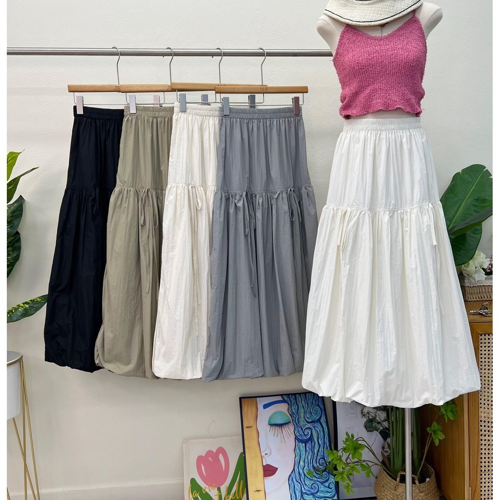 กระโปรงยาวแฟชั่นผู้หญิงสไตล์เกาหลีทรงบอลลูน 1003# กระโปรงบอลลูนยาว Lady Women Skirt