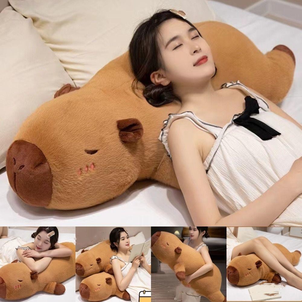 Zhuanke 50/70/90 ซม.กอดหมอน Body, ตุ๊กตา Sleep Capybara ของเล่นตุ๊กตา, การ์ตูนยักษ์ Creative เตียงสี่เหลี่ยมผืนผ้าเบาะตกแต่งบ้าน - รูปที่ 4