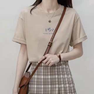 【WJZ】เสื้อยืดแขนสั้นคอกลมพิมพ์ลายแฟชั่นเกาหลีแฟชั่นสตรี 【T64】