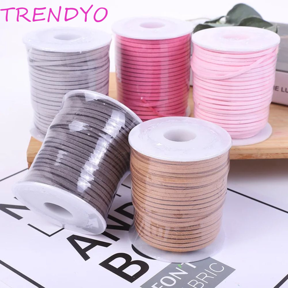 Trendyo ด้ายม้วนหนัง, หนังกลับ Faux Handmade หนังเชือกกํามะหยี่, สร้อยข้อมือถักริบบิ้น 50 หลาสายไฟของขวัญบรรจุภัณฑ์เชือก DIY