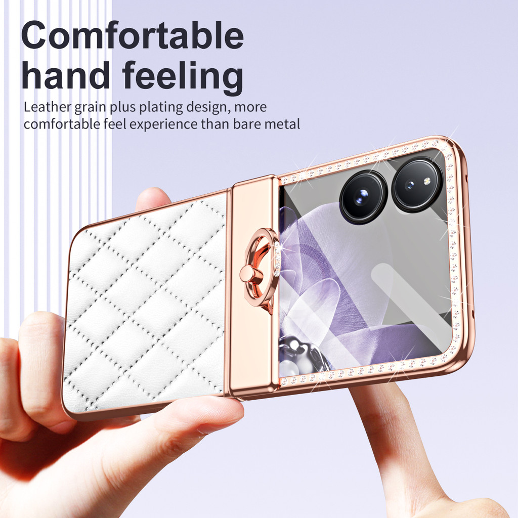 หรูหรา Electroplated Diamonds หนังผู้ถือแหวนเคสโทรศัพท์สําหรับ Xiaomi Mix Flip Fall ป้องกันกันกระแทกบานพับฝาครอบป้องกัน