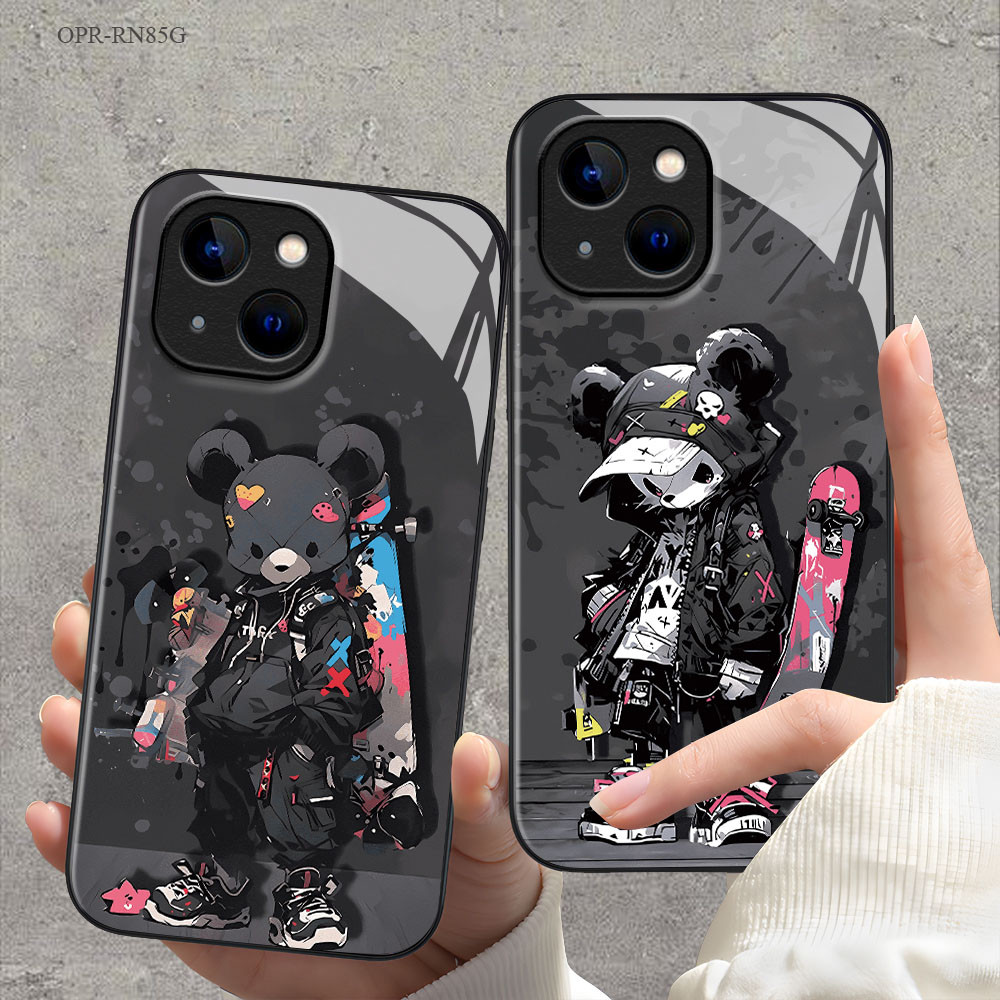 OPPO Reno 8 8Z 7 7Z 6Z 6 5 4 2F F11 F9 F7 F5 Pro Youth 4G 5G เคสออปโป้ Hat Boy Glass Case BL
