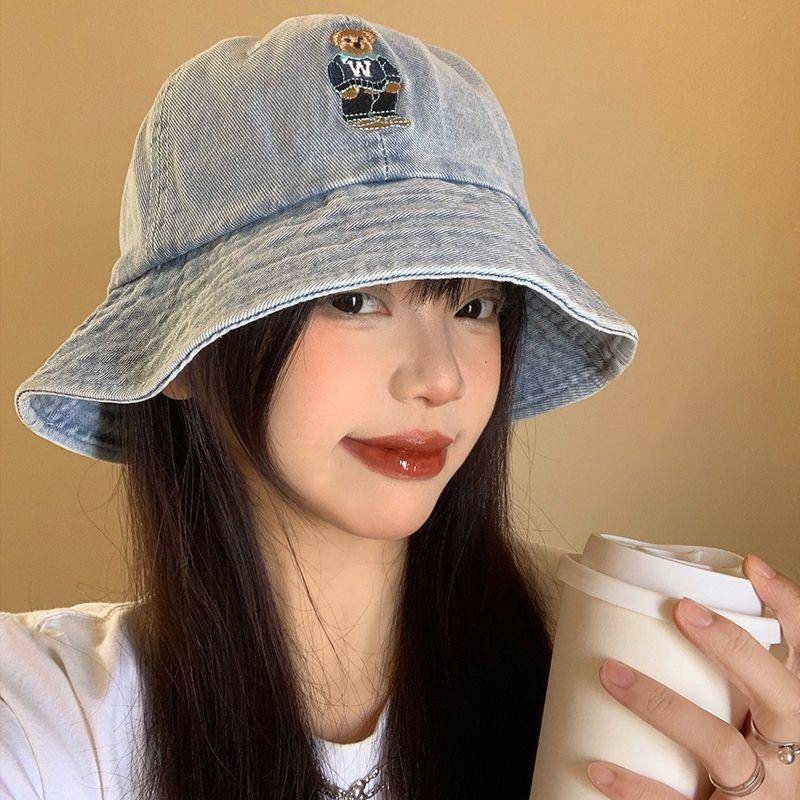 [ญี่ปุ่น] ผู้หญิงฤดูร้อนและฤดูใบไม้ร่วงหมีน้อยหมวกคาวบอยชาวประมงหมวกกันแดดแฟชั่นหมวกลำลองวินเทจ