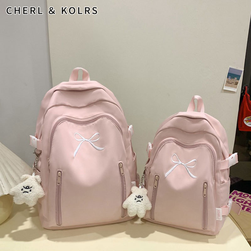 ค&เค กระเป๋าเป้สะพายหลังผู้หญิง,นักเรียนความจุขนาดใหญ่ออกแบบเย็บปักถักร้อยโบว์กระเป๋าเป้สะพายหลังเวอร์ชั่นเกาหลี