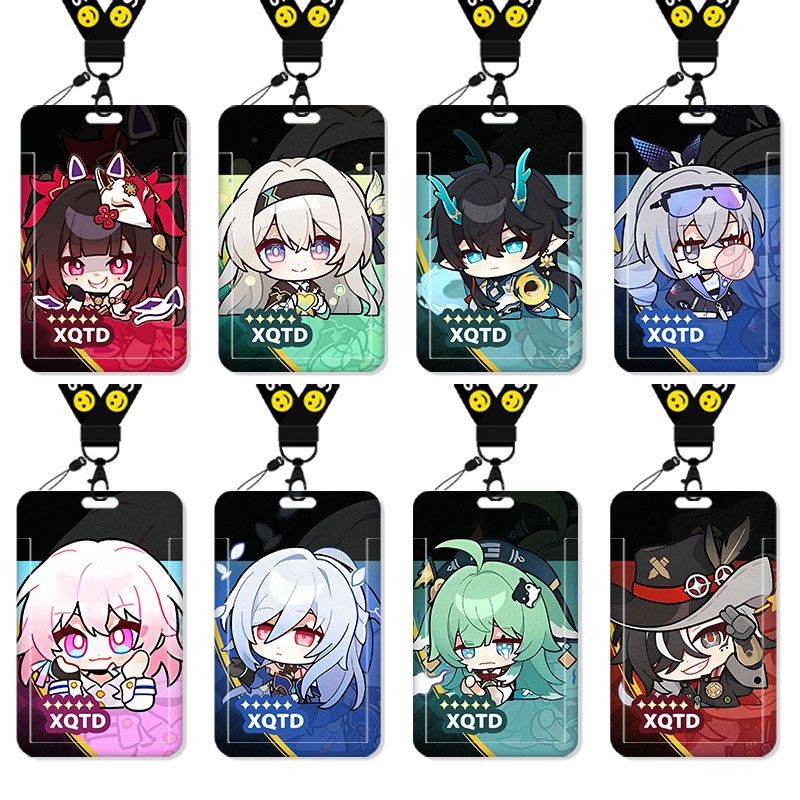 ที่ใส่บัตรนักเรียน/ทํางาน/รถบัส ลายการ์ตูนน่ารัก พร้อมเชือกเส้นเล็กและป้ายชื่อ Honkai: Star Rail
