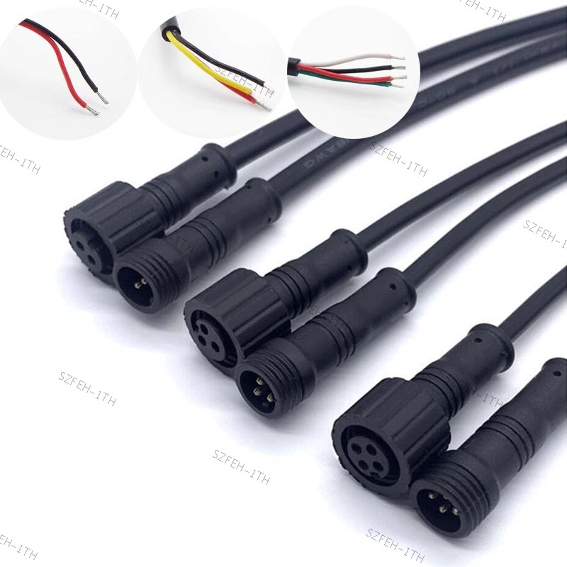 2pin 3Pin 4Pin IP65 DC Connector สายกันน้ํา ire ปลั๊กสําหรับ LED Light แถบชายหญิงแจ็คอะแดปเตอร์ 15 มม.20 ซม.@F3TH