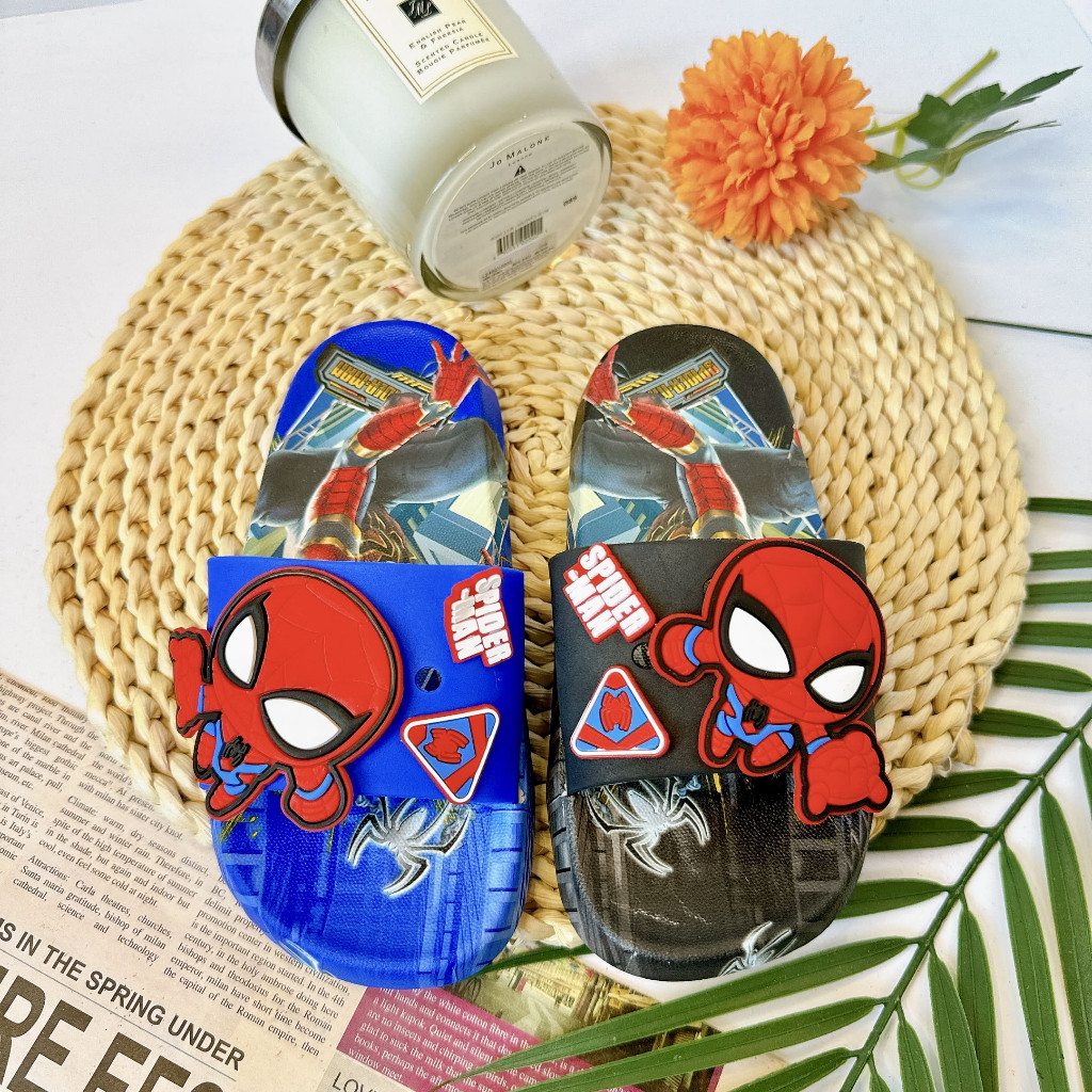 ใหม่ K034 รองเท้าแตะ Spider 3D สําหรับเด็กทารกพร้อมสติ๊กเกอร์