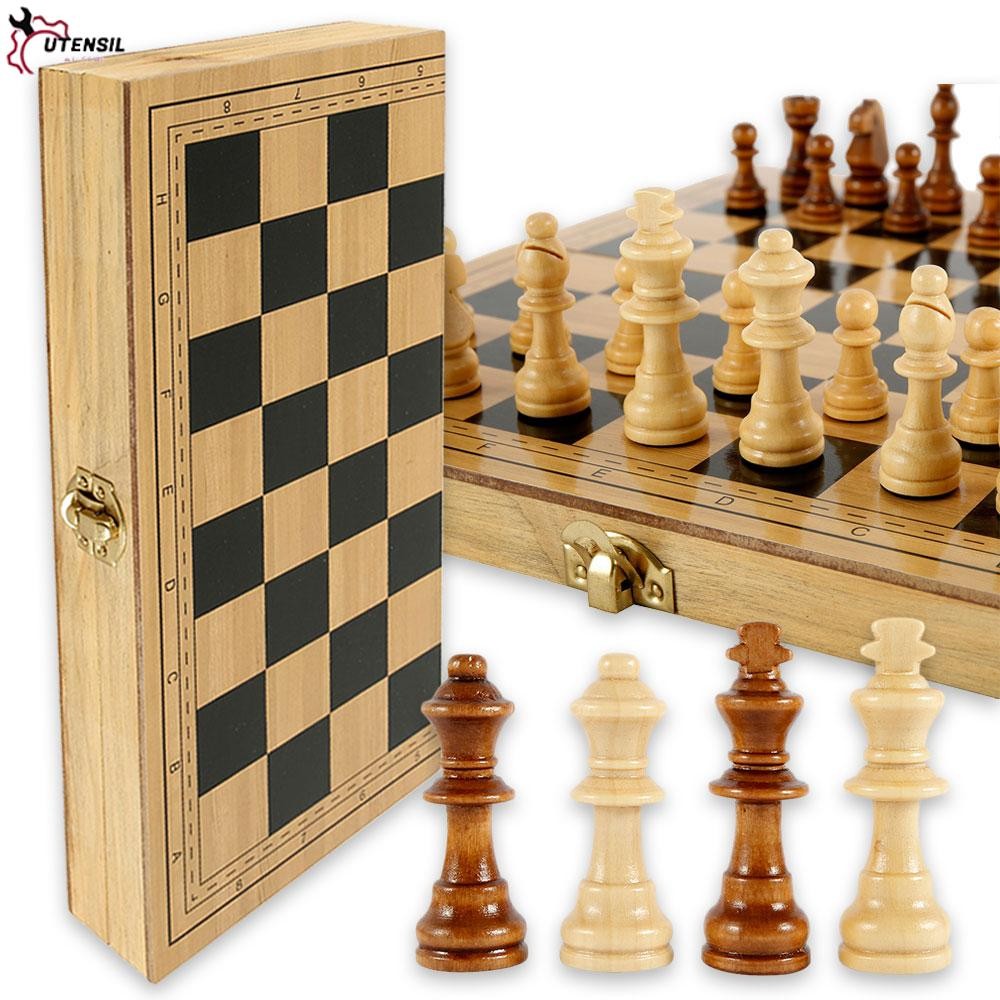 Woon Chess Set Folding Chess Board Game Set Portable Chess Checkers Suit Beginner Chess Set SHOPSBC8