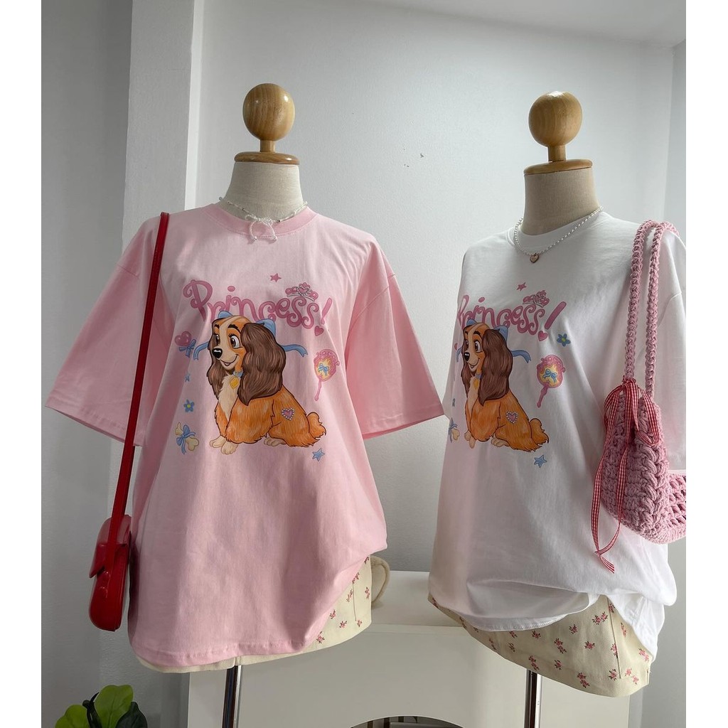 Nuziro เสื้อยืด oversize - เสื้อยืดแขนสั้นพิมพ์ลายตัวอักษรสุนัขน่ารักสําหรับผู้หญิง #I431