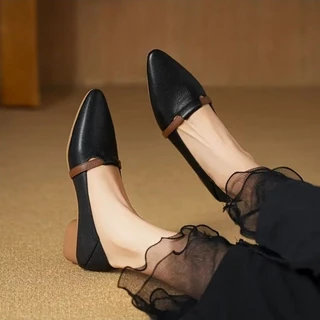 Atikota ผู้หญิงรองเท้าแบนสุภาพสตรีแฟชั่น Pointed Toe ปากตื้นน้ําหนักเบาแฟลตอเนกประสงค์
